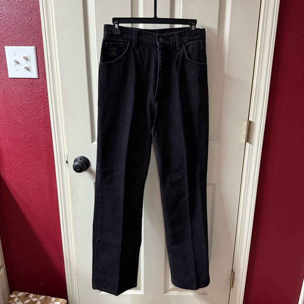 Vintage‎ Wrangler Women Black High Waisted Straight Leg Jeans Made in USA 8x32